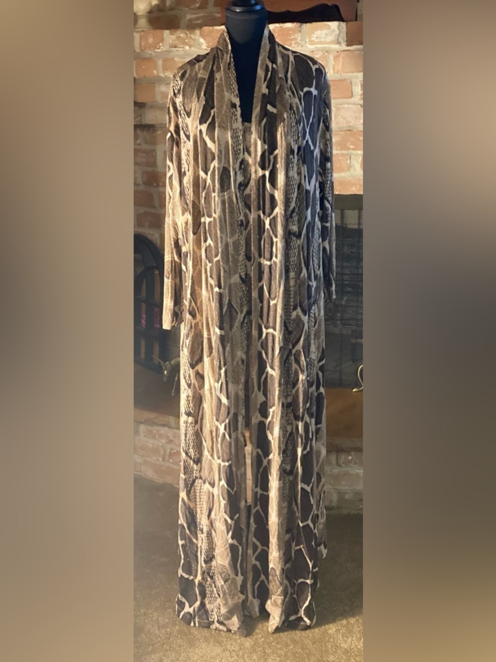 NENE Leakes Animal Print Cardigan and Tee in Beige and Black